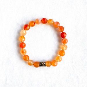 New Handmade Quartz Stretch Bracelet in Hues of Orange